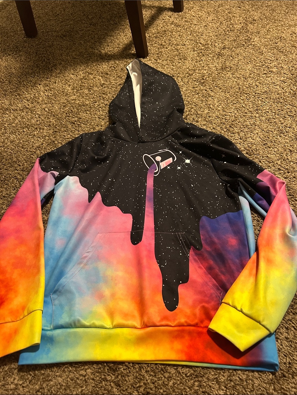 Kids Rainbow Galaxy Drip Hooded Sweatshirt